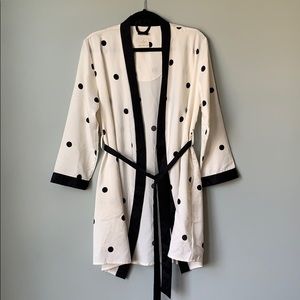 Kate Spade White and Black Polka Dot Robe